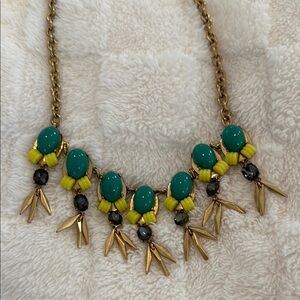 J. Crew Gold and Teal Statement Necklace